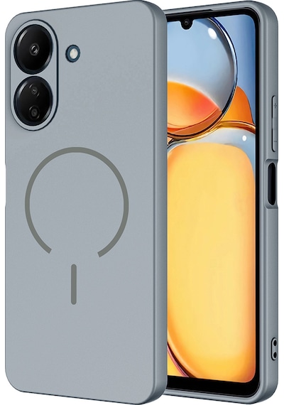 Xiaomi Redmi 13c Kılıf M-safe Şarj Özellikli Zore Meta Kapak Titanyum-Gri