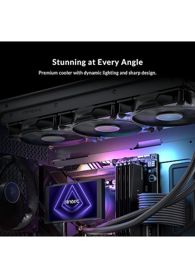 Vortex View 360 Argb 360mm Aıo Sıvı İşlemci Soğutucu, 5 İnç Ips Lcd, 3x120mm Pwm Fan, Intel/amd, Siyah Diğer