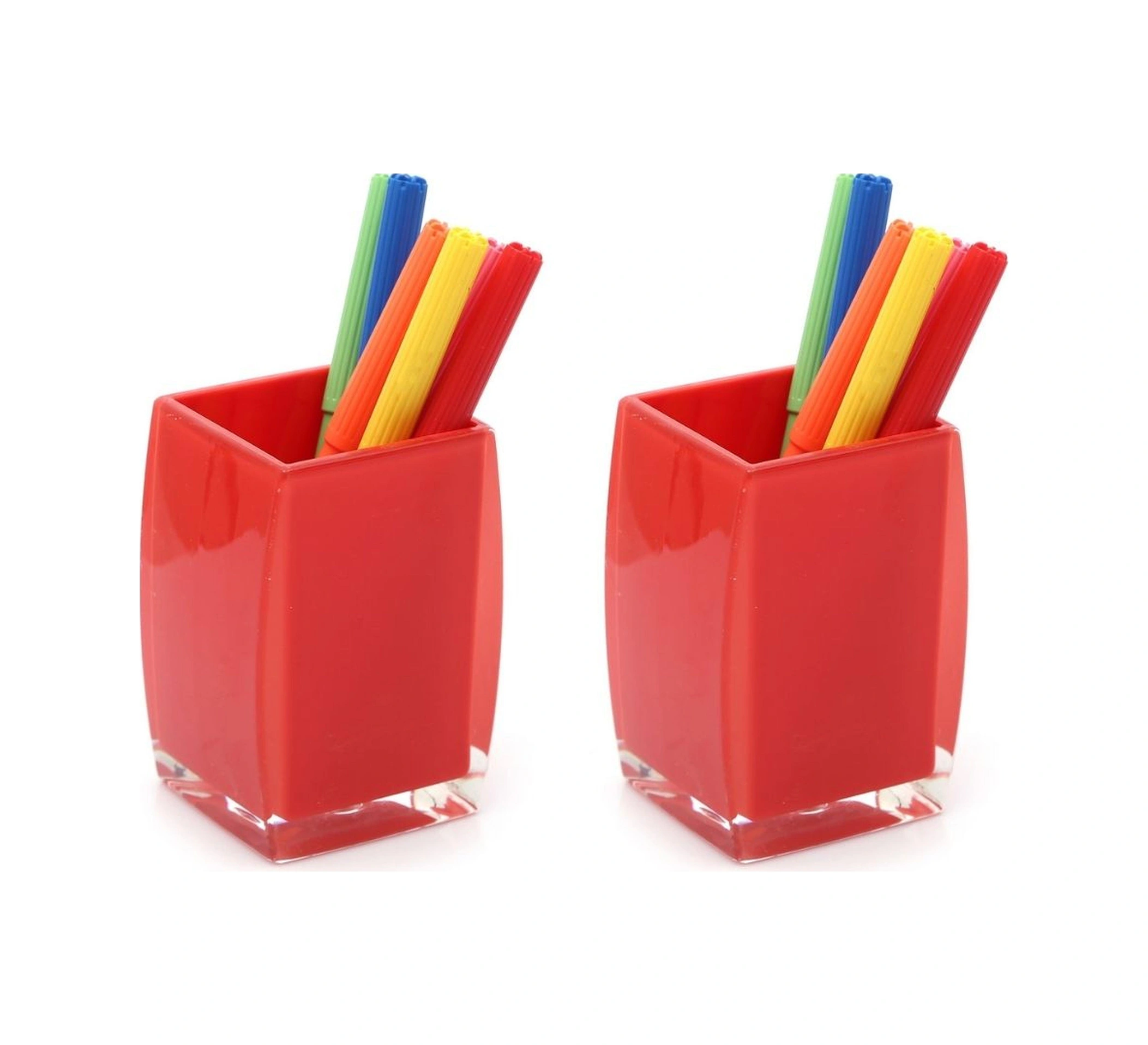 2 Adet Kalemlik Kalpli Model Ofis Gereci 6x6x10cm Çok Renkli