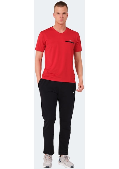 Slazenger KALLIAS Erkek Cepli V Yakan Kırmızı Tişört