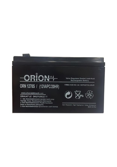 Orion ORN1270S 12V 7.0Ah Ince Kasa Bakımsız Kuru Akü
