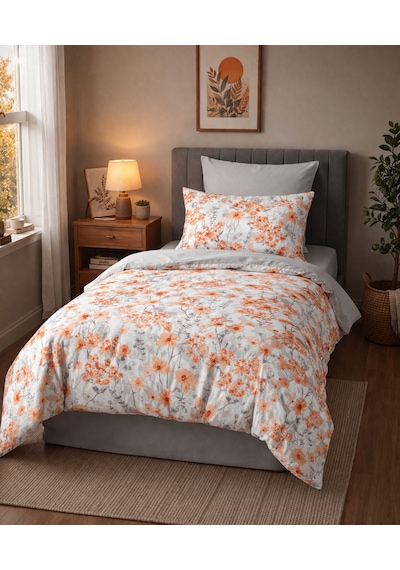 Mystory Home Lastikli Çarşaflı Tek Kişilik Nevresim Takımı Naranja