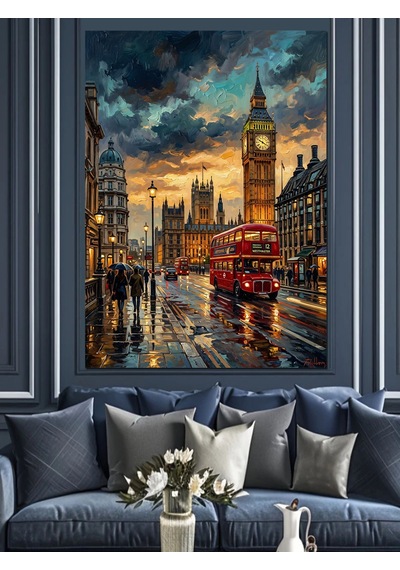 Gün Batımında Londra Ve Big Ben Dekoratif Kanvas - Mdf Ahşap Tablo