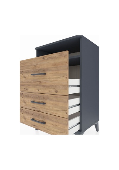 Hyperion Komodin Tek Raflı 3 Çekmeceli 60x44x96 Antrasit-çam Antrasit