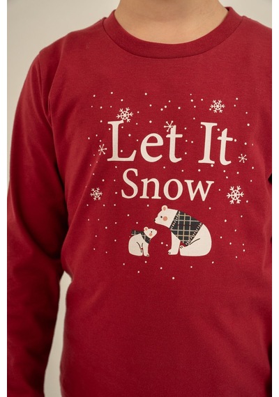 Arnetta Let It Snow Baba Oğul Bordo Uzun Kol Pijama Takımı Ar3820-a-v1 Ar3820-a-v1