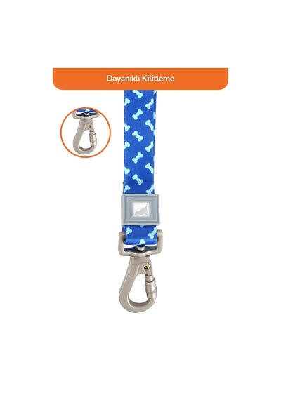 Köpekler İçin Dayanıklı Ve Güvenli, Desenli Gezdirme Tasması 25mm Lacivert