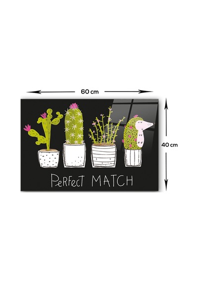 Cam Ocak Arkası Koruyucu | Perfect Match - Siyah Fon |40cm x 60cm