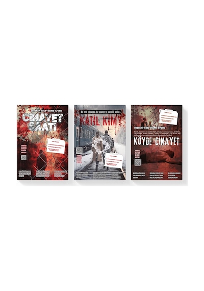 Dedektif Vaka Çözme Oyunu Seti, 3 Farklı Dava, Cinayet Saati, Katil Kim, Köyde Cinayet, Zor-çok Zor Seviye