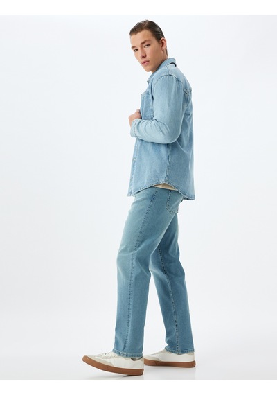 Koton Straight Fit Kot Pantolon - Mark Jean Açık İndigo 5wam40119ıd Açık İndigo