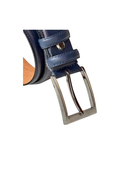 Süzer Deri 3.5 Cm. Klasik Hakiki Deri Dikişli Model Düz Renk Erkek Kemer Lacivert Lacivert