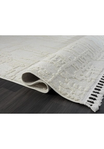 Wool Wl004a Bej Halı Sisal Bukle Dekoratif Kabartmalı Halı Tozsuz Antialerjik Salon Halısı Koridor-249 Beyaz