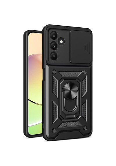 Zore Galaxy Uyumlu A15 Kılıf Magnetik Standlı Kamera Korumalı Sürgülü Vega Kapak - Siyah Siyah