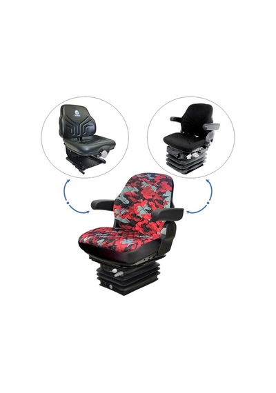 Kabinli Traktör Koltuk Kılıfı- Kırmızı Kamuflaj-Ithal Impertex
