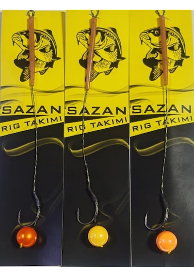 Hazır Yüzen Sazan Rig Takımı Yuvarlak Boncuklu 12 Mm 3 Lü Paket
