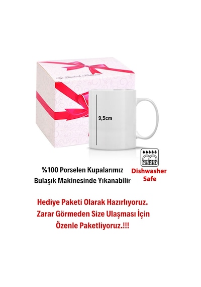 8 Mart Dünya Kadınlar Günü Hediyesi Baskılı Kupa Bardak Çay Kahve Fincanı-4 Beyaz