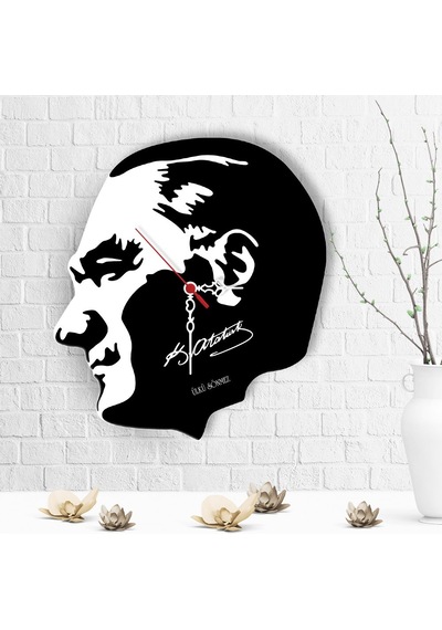 Kişiye Özel Atatürk Tasarımlı Ahşap Duvar Saati - 6 Çok Renkli