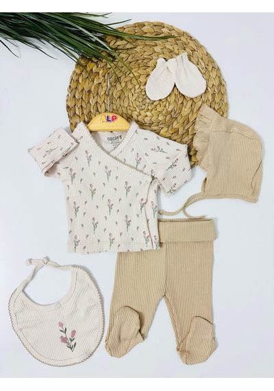 Alpbebe Ottawa 5li Yenidoğan Set - Krem Krem