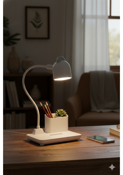 Şarjlı Led Masa Lambası Kalemlikli - 3 Modlu Pratik Masa Lambası Renkli