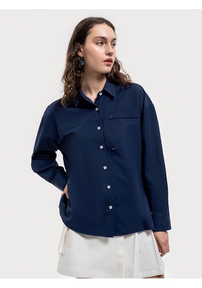 LOFT Loose Fit Kadın Gömlek U.kol Lf2035396 Q1.v1 Lacivert