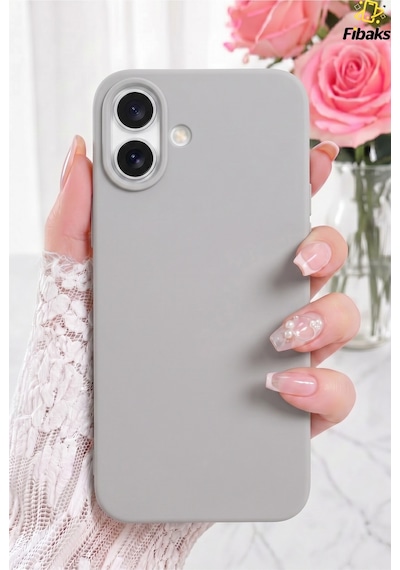 Fibaks iPhone 16 Uyumlu Kılıf Kadife Lansman Soft Yumuşak Liquid Silikon Kamera Korumalı Kapak