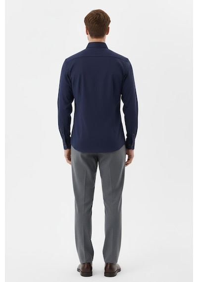 Sabri Özel Erkek Lacivert Dar Kesim Slim Fit %100 Pamuk Dokuma Uzun Kollu Klasik Yaka Gömlek Sabri Özel Erkek Lacivert Dar Kesim Slim Fit %100 Pamuk Dokuma Uzun Kollu Klasik Yaka Gömlek