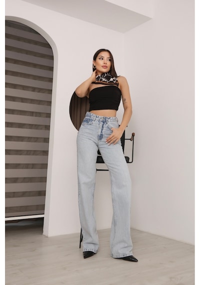 Modanida Kadın Buz Mavisi Yüksek Bel Palazzo Baggy Kot Pantolon Wide Leg Bol Paça Jean Kot Pantolon Gümüş Gümüş Modanida Kadın Buz Mavisi Yüksek Bel Palazzo Baggy Kot Pantolon Wide Leg Bol Paça Jean Kot Pantolon Gümüş Gümüş