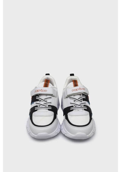 Pepino P-1432 Beyaz Turuncu Unısex Çocuk Çift Cırtlı Sneaker Beyaz Turuncu