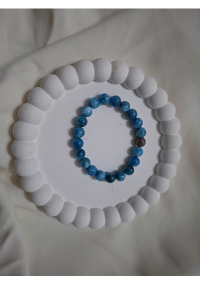 Apatit Doğal Taş Bileklik 8 Mm, Kadınlara Özel, Hediyeli Ve Kutulu Mavi