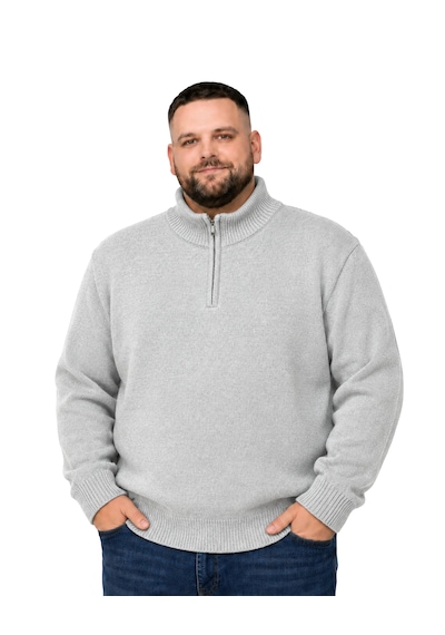 Battalmoda Erkek Büyük Beden Gri Hattush Dik Yaka Cepli Triko Hırka 3xl-4xl-5xl-6xl
