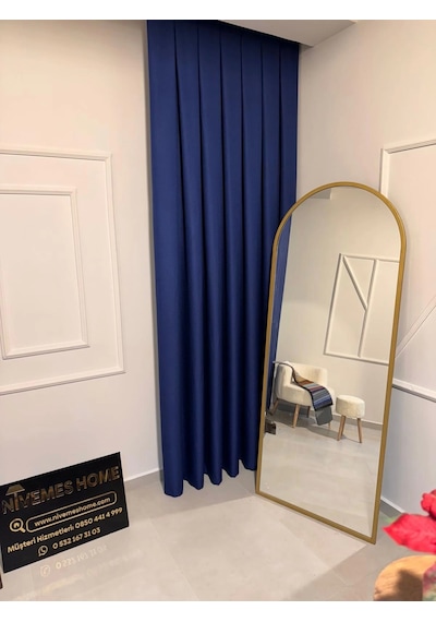 Nivemeshome Roma 18542-d K.indigo Keten 1/3 Sık Pileli Fon Perde Apm Indigo