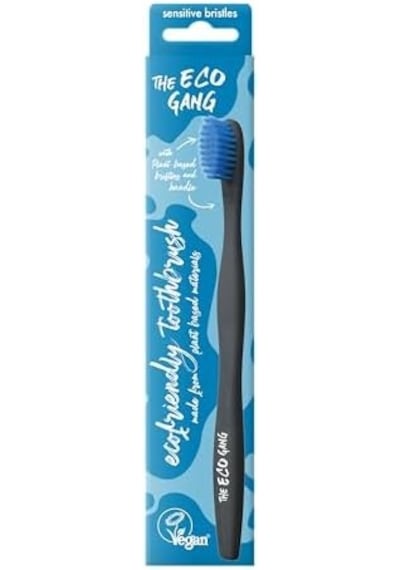 Bitki Bazlı Çevre Dostu Bambu Diş Fırçası Mavi Adult Plant Based Sensitive Blue Açık Ahşap