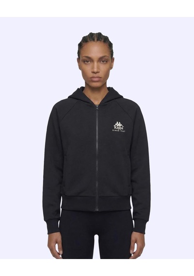 Kappa Milas Full Zip Kadın Siyah Regular Fermuarlı Eşofman Üstü