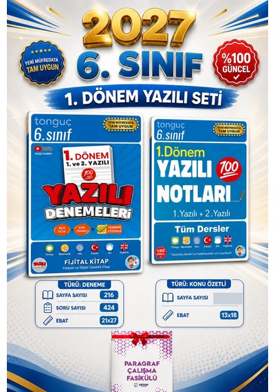 Tonguç Akademi 6. Sınıf 1. Dönem Yazılı Notları Ve Yazılı Denemeleri Seti 2027