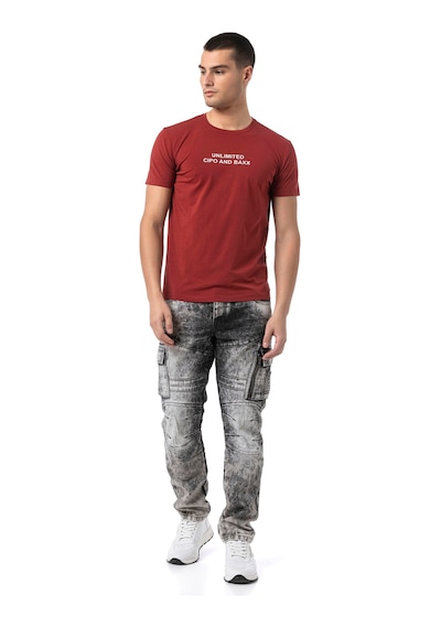 Cipo & Baxx Erkek Regular Fit Baskılı Pamuklu T-shirt Ct827 Bordo