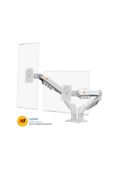 North Bayou Nb F160 Ergonomic Çift Kol 2-9 Kg Kapasiteli Yeni Nesil Profosyonel Monitör Standı Beyaz