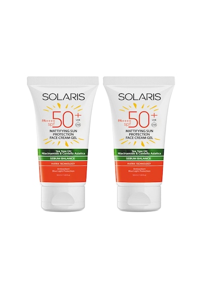 Solaris Yağlı Ciltler İçin Koruyucu ve Maylaştırıcı Jel Yüz Kremi SPF50+ 2 x 50 ML