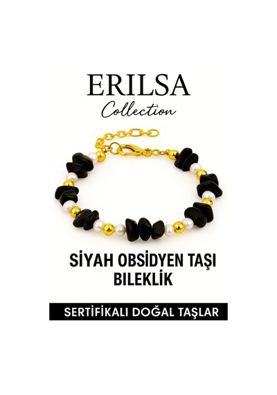 Sertifikalı İnci Ve Siyah Obsidyen Taşı Bileklik Koruma Ve Deng Çok Renkli