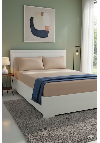 %100 Pamuk Ranforce Premium King Size Lastikli Çarşaf Seti - Moch Mocha