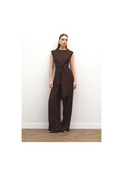 Sateen Camila Pantolon - Kahve-137184 Kahve