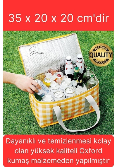 Premium Soğuk Sıcak Termal Piknik Kamp Çantası Yemek Taşıma Yalıtımlı Piknik Termos + Buz Aküsü Kırmızı