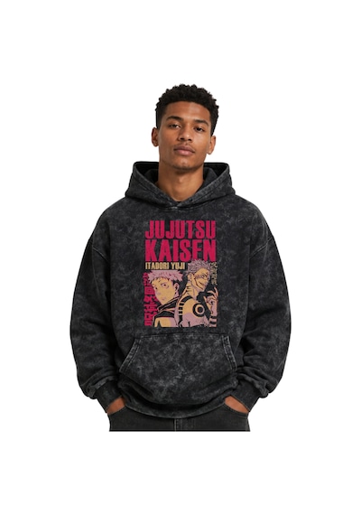 Sevbano Itadori Yuji Jujutsu Kaisen Anime Baskılı Unisex Oversize Yıkamal Siyah