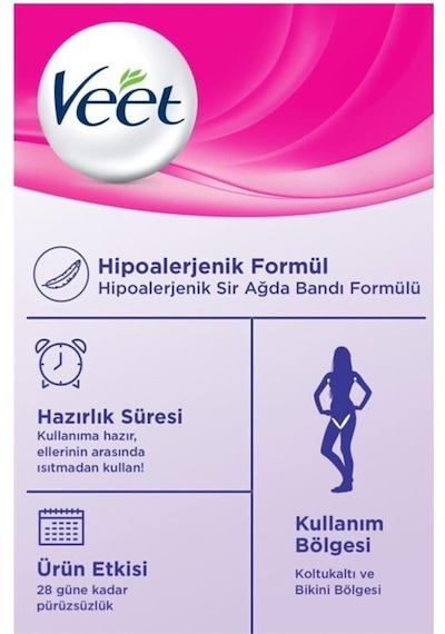 Veet Pure Bacak ve Vücut Bölgesi için Sir Ağda Bandı 20'li x 2