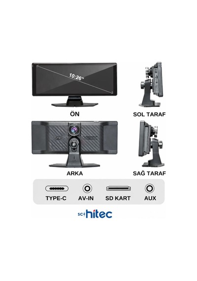 Schitec 4k Ultra Araç İçi Akıllı Ekran Ön Ve Arka Kameralı, Kablosuz Carplay Ve Android Auto Destekli 10.26 Yk3507