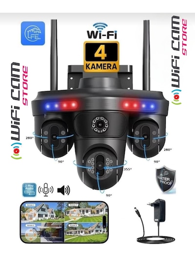 4 Kameralı 6 Motorlu 3ptz Elektrikli Wifi Güvenlik Kamerası