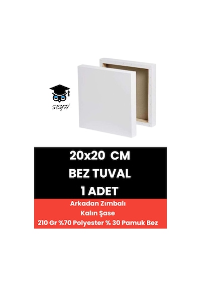 20x20 Cm Bez Tuval Arkadan Zımbalı Tuval Kalın Şase 210 Gr %70 Polyester % 30 Pamuk Bez