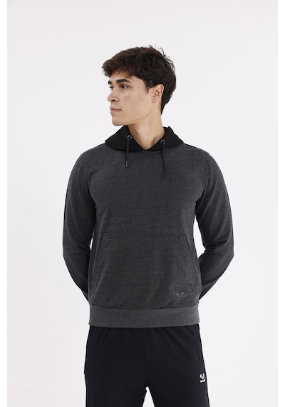 Rowinger Kanguru Cepli Ayarlanabilir Kordonlu Ribana Manşetli Rahat Kesim Kapüşonlu Sweatshirt Antracite