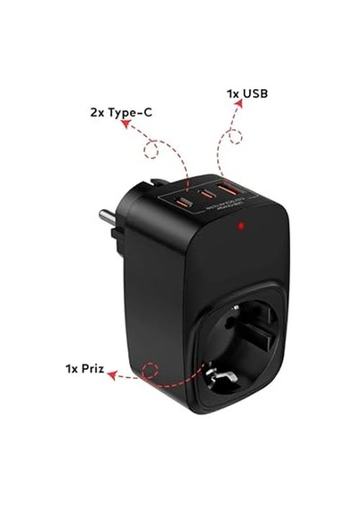 Akım Korumalı Priz, Tekli Priz, Usb'li Priz Ve Type-c Priz, Priz Çoklayıcı, Voltaj Korumalı Priz, 16a 3680w Duvar Standart