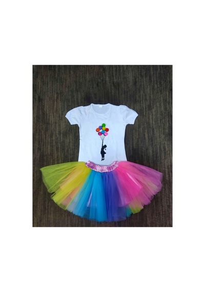 Çlm Store Kız Çocuk Soft Renkli Etekli Takım Çok Renkli Çok Renkli