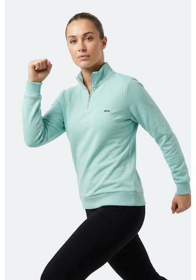Slazenger Maxıs I Kadın Dik Yaka Fermuarlı Turkuaz Sweatshırt Turkuaz