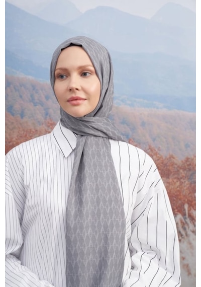 Armanda 70 X 190 Cotton Monogram Desen Şal - Ar 3098 03046 - 70 X 190 / Gümüş
